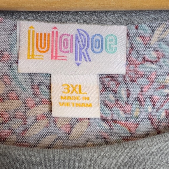 LuLaRoe Plus Size Julia Grey Sleeves leaf print - Picture 3 of 6